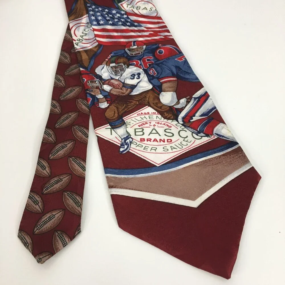 Tabasco Vintage Football Americana Heritage USA‎ Silk Necktie Logo 56